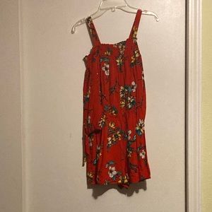 Red Floral Romper